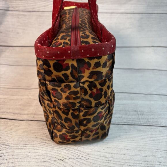 Harveys Seatbelt Bag Disney Couture Red Brown Leopard Minnie Mouse Satchel Purse - Picture 5 of 8